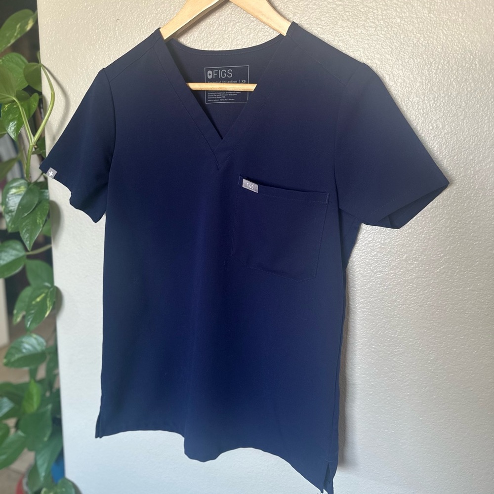 Figs Technical Collection Scrub Top in Navy Blue